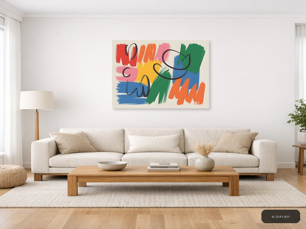 Colorful Abstract Brushstrokes Modern Wall Art — A2 / Living Room