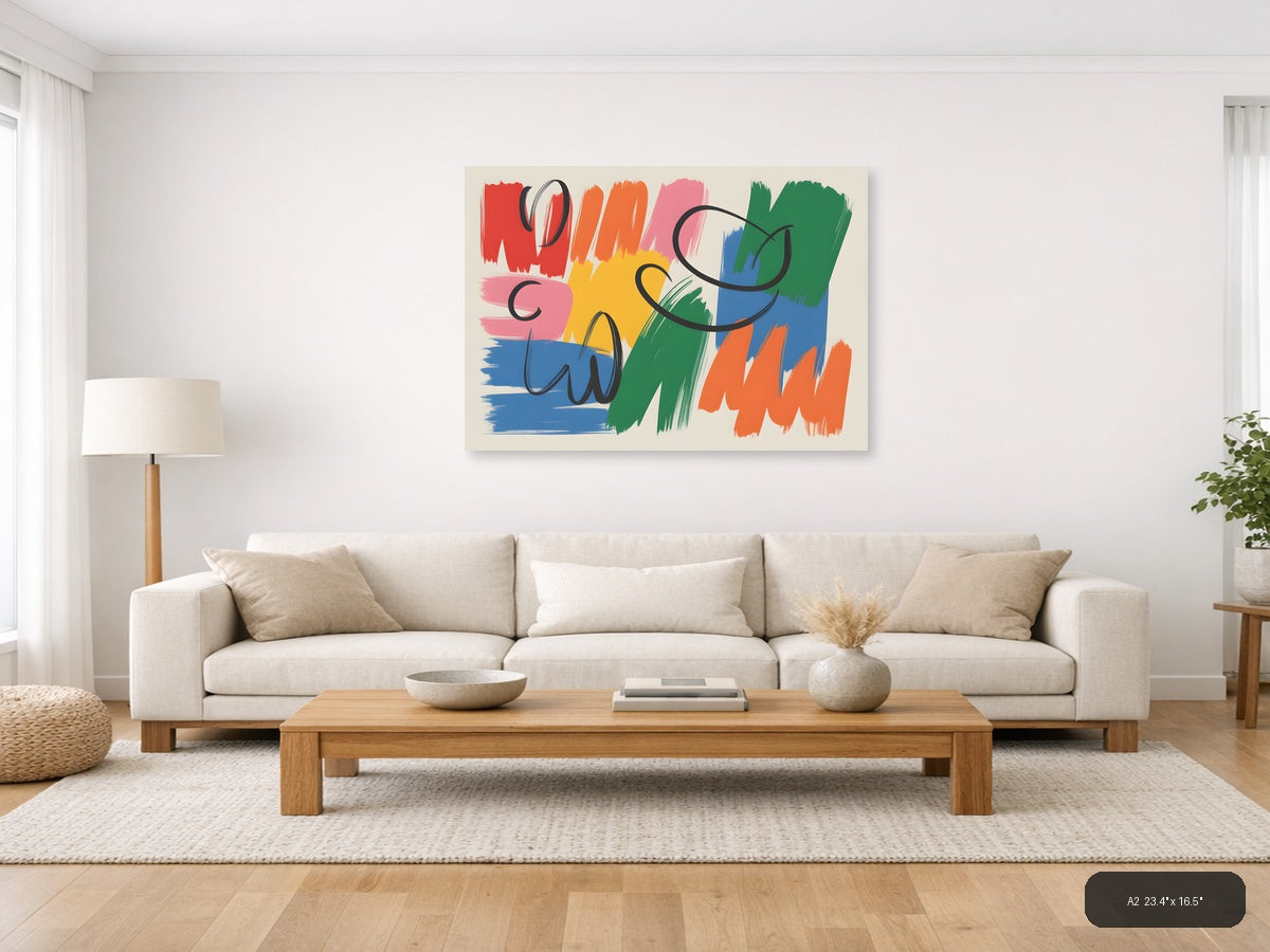 Colorful Abstract Brushstrokes Modern Wall Art — A2 / Living Room