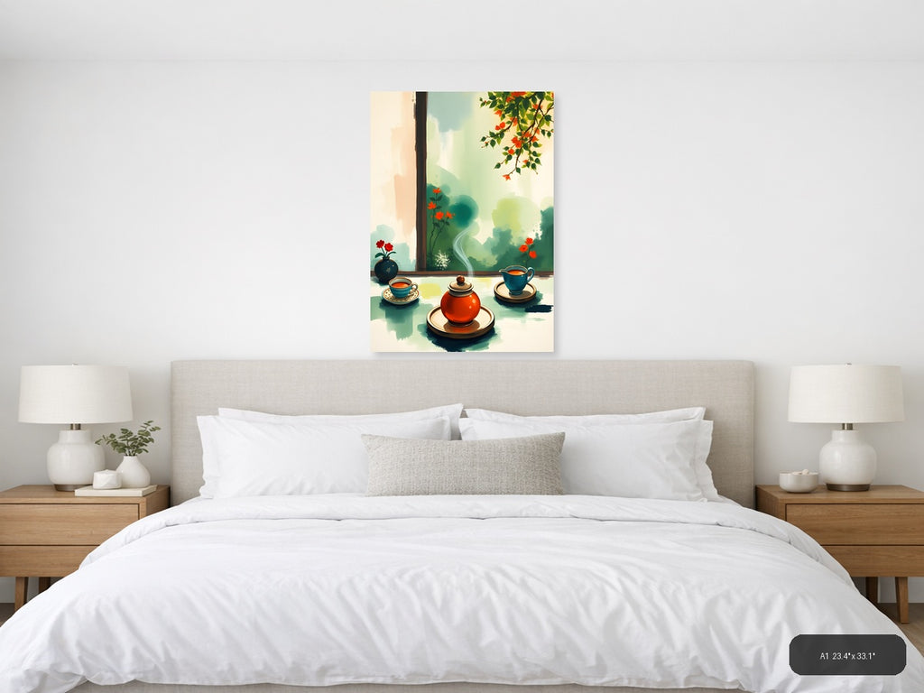 Serene Tea Time - Abstract Landscape Wall Art — A1 / Bedroom