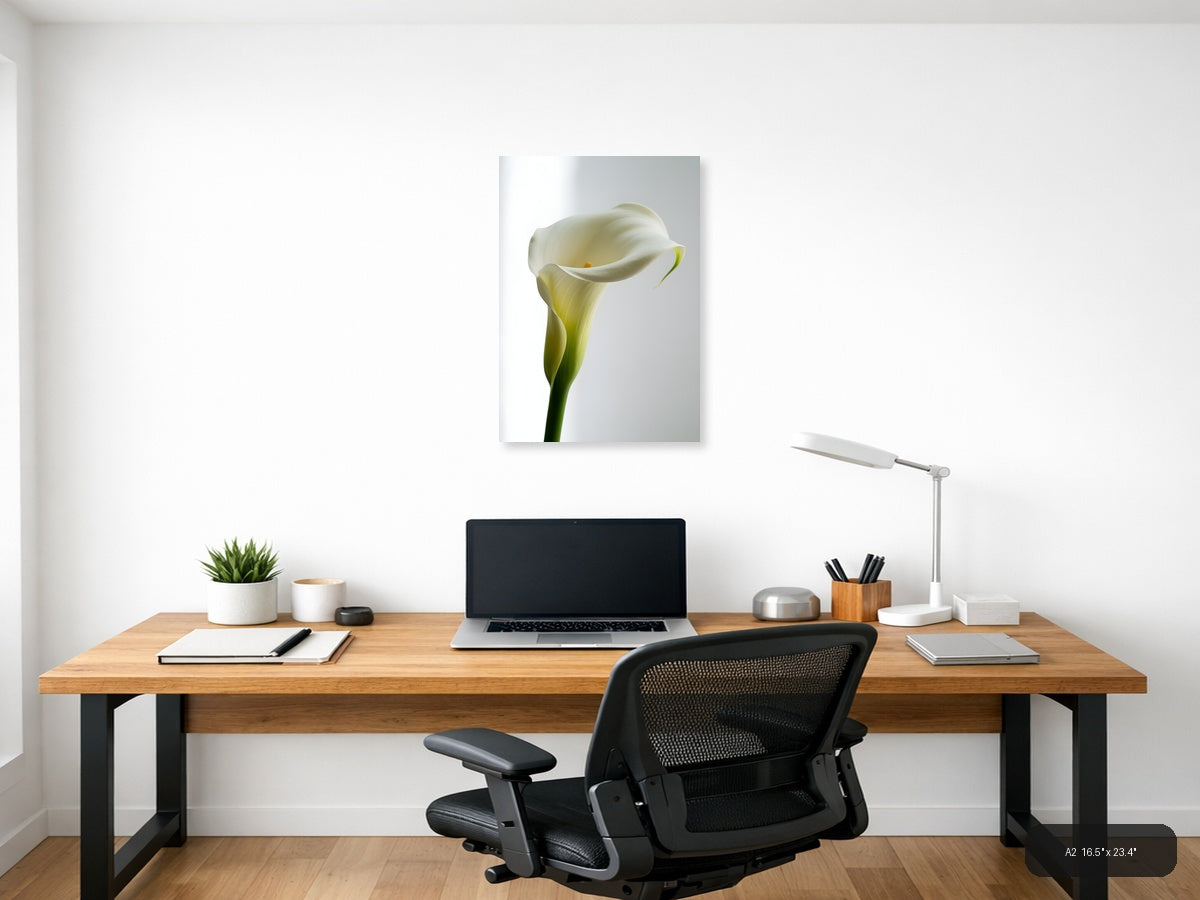 White Calla Lily Minimalist Botanical Wall Art — A2 / Office