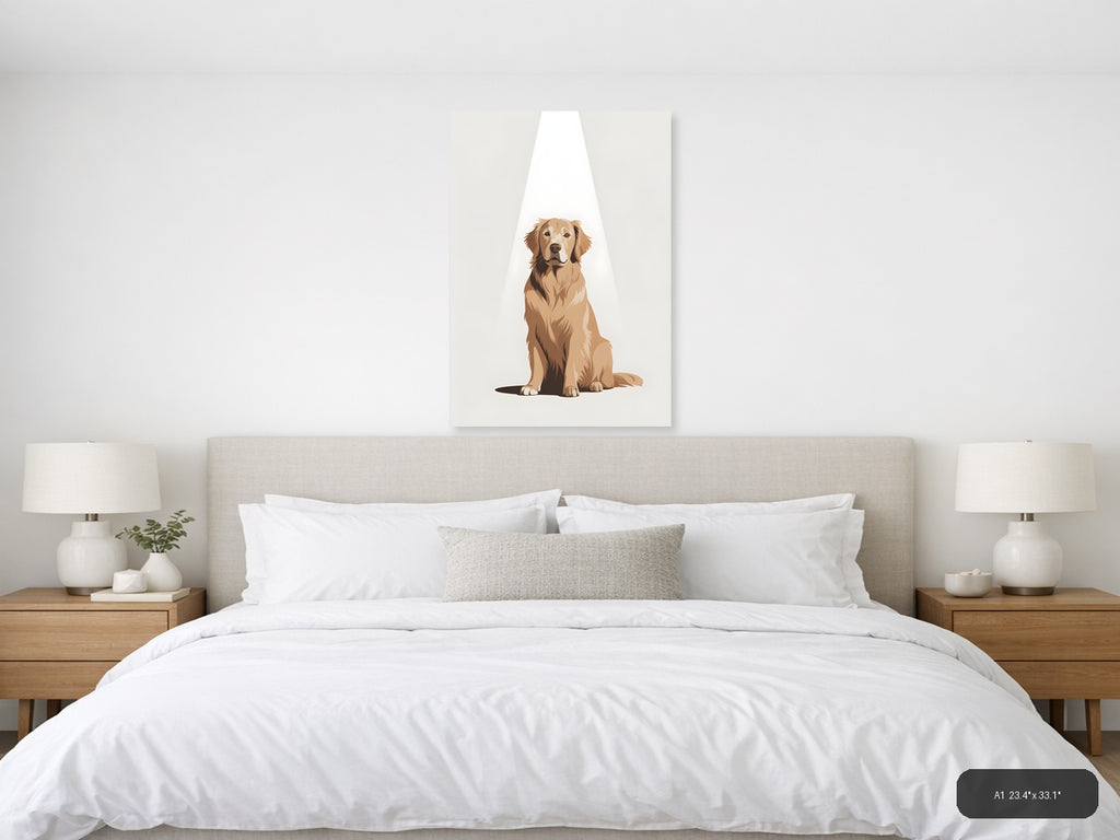 Golden Retriever Portrait Minimalist Wall Art — A1 / Bedroom