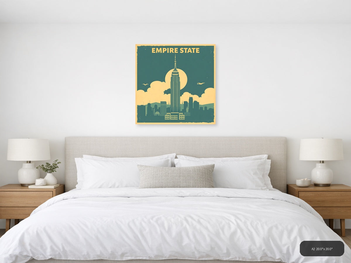Empire State Building Vintage NYC Skyline Wall Art — A2 / Bedroom