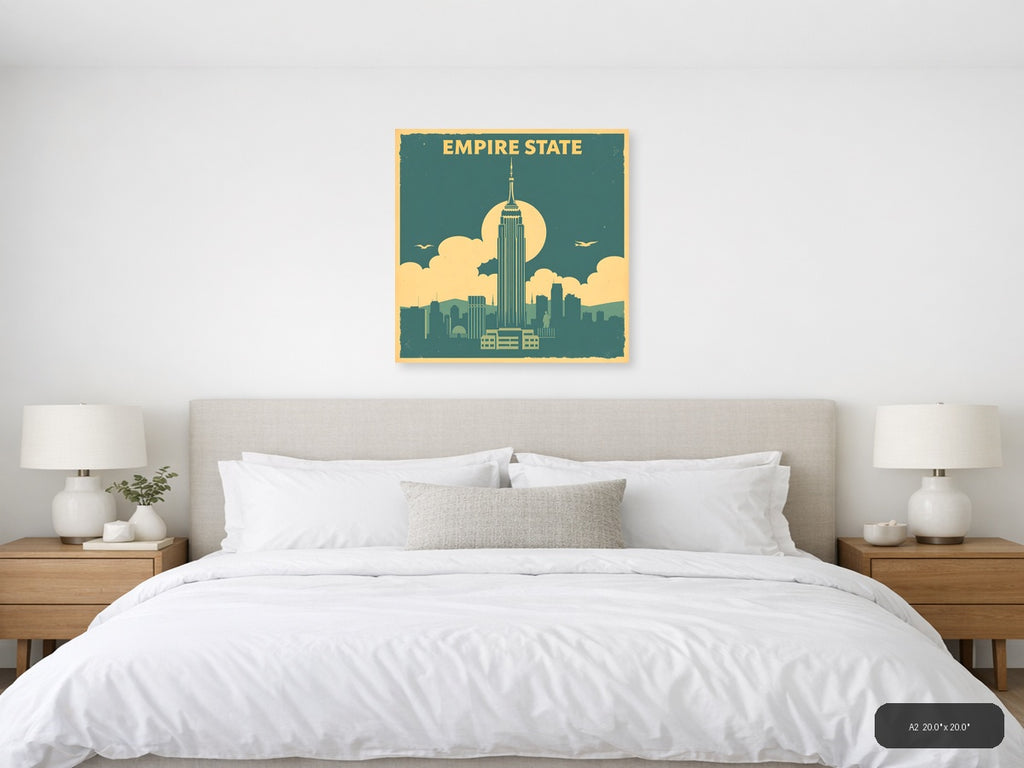 Empire State Building Vintage Art Deco Wall Art — A2 / Bedroom