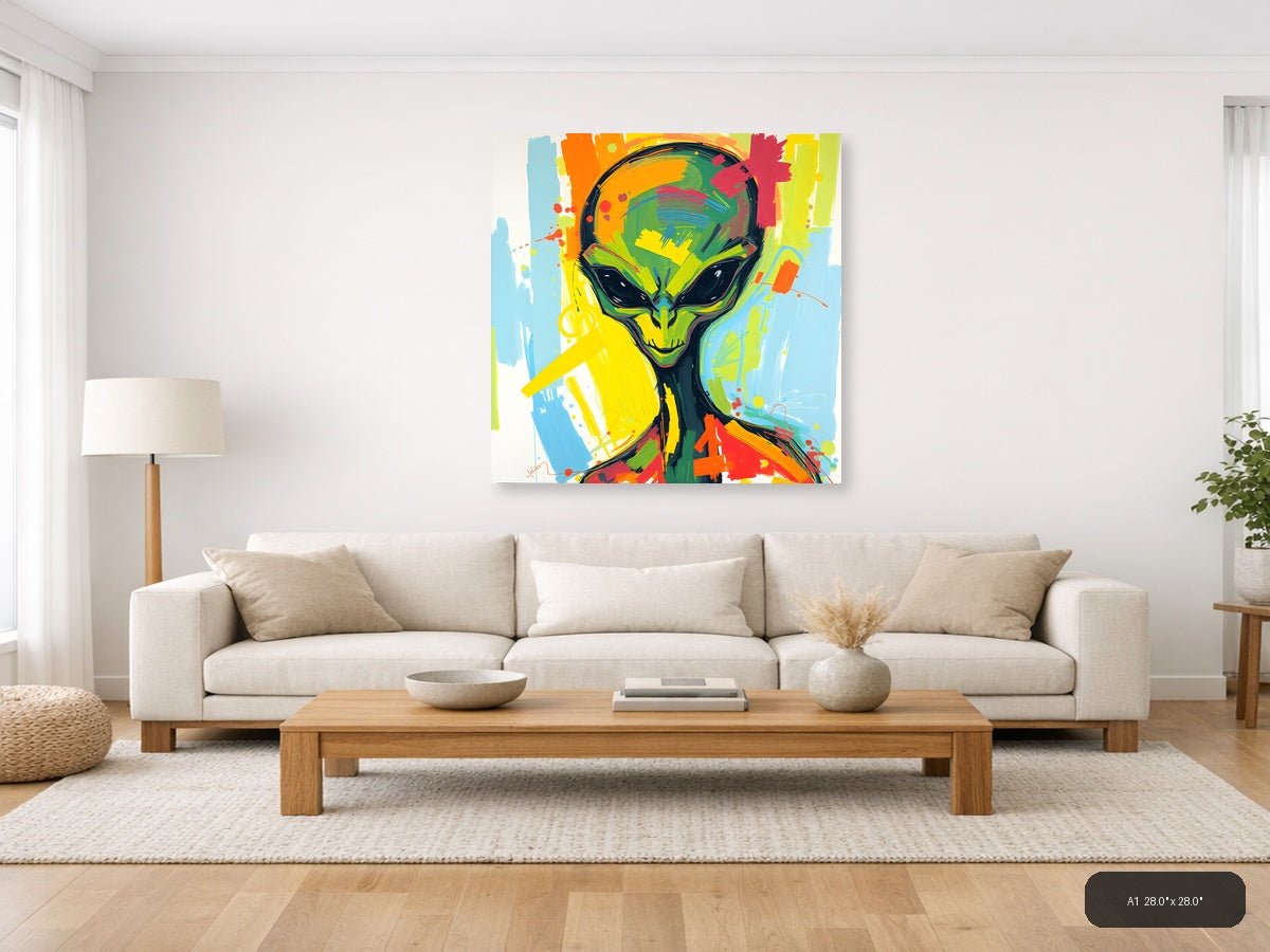 Colorful Abstract Alien Head Pop Art Wall Art — A1 / Living Room