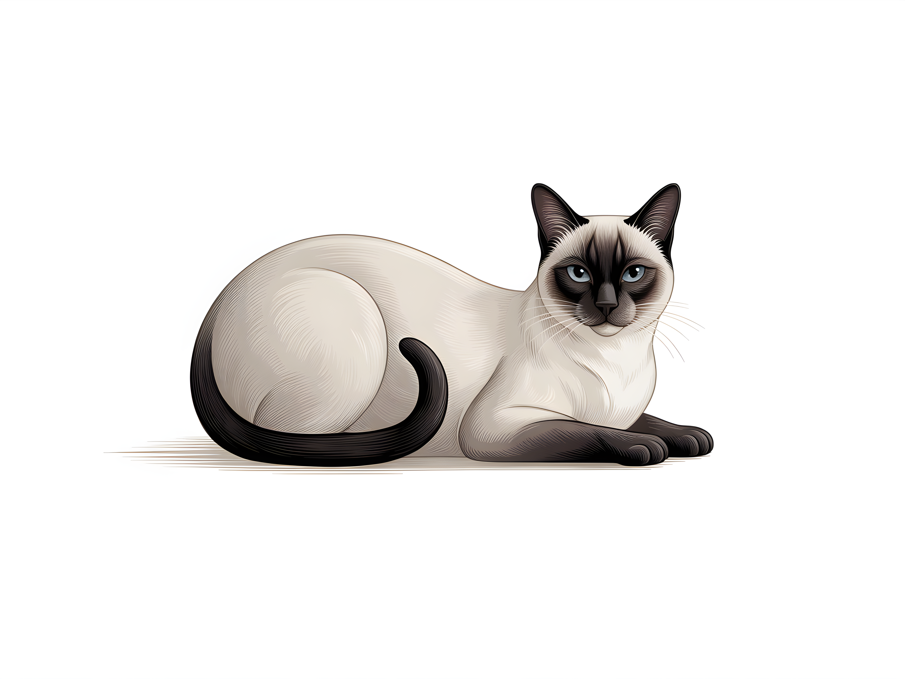 Siamese Cat Portrait Minimalist Wall Art
