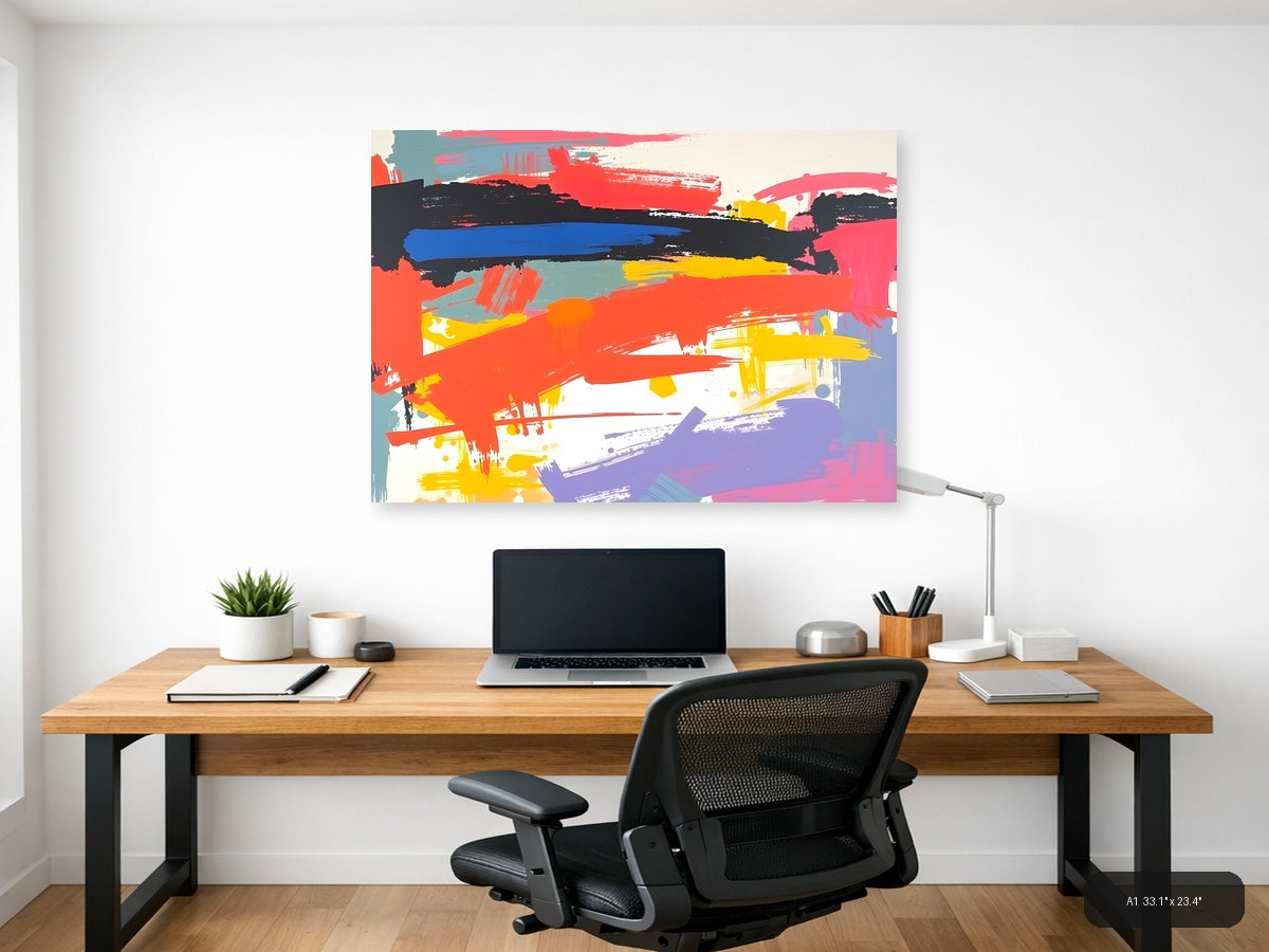 Vibrant Abstract Brushstrokes Landscape Wall Art — A1 / Office