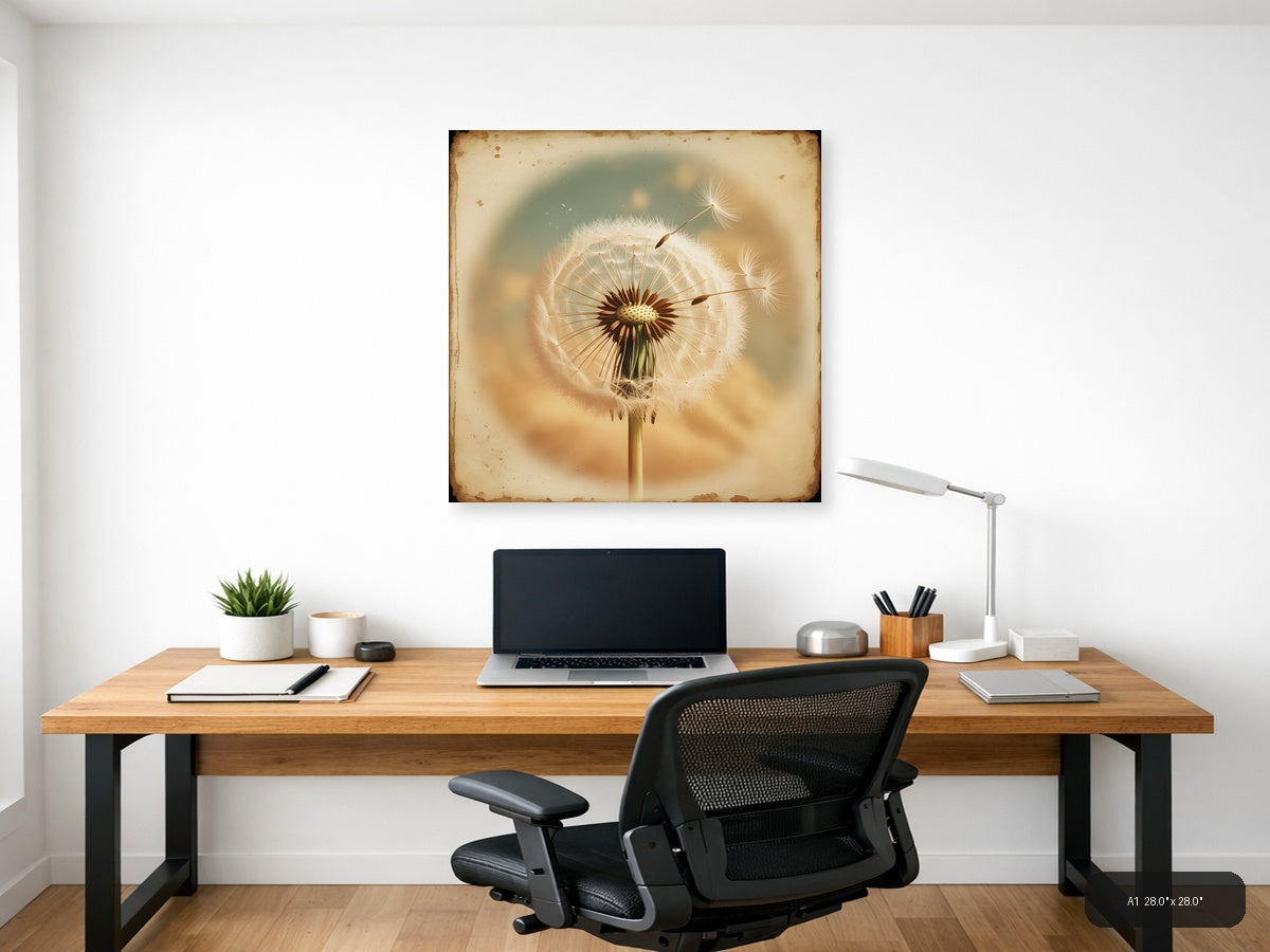 Vintage Dandelion Seedhead Botanical Wall Art — A1 / Office