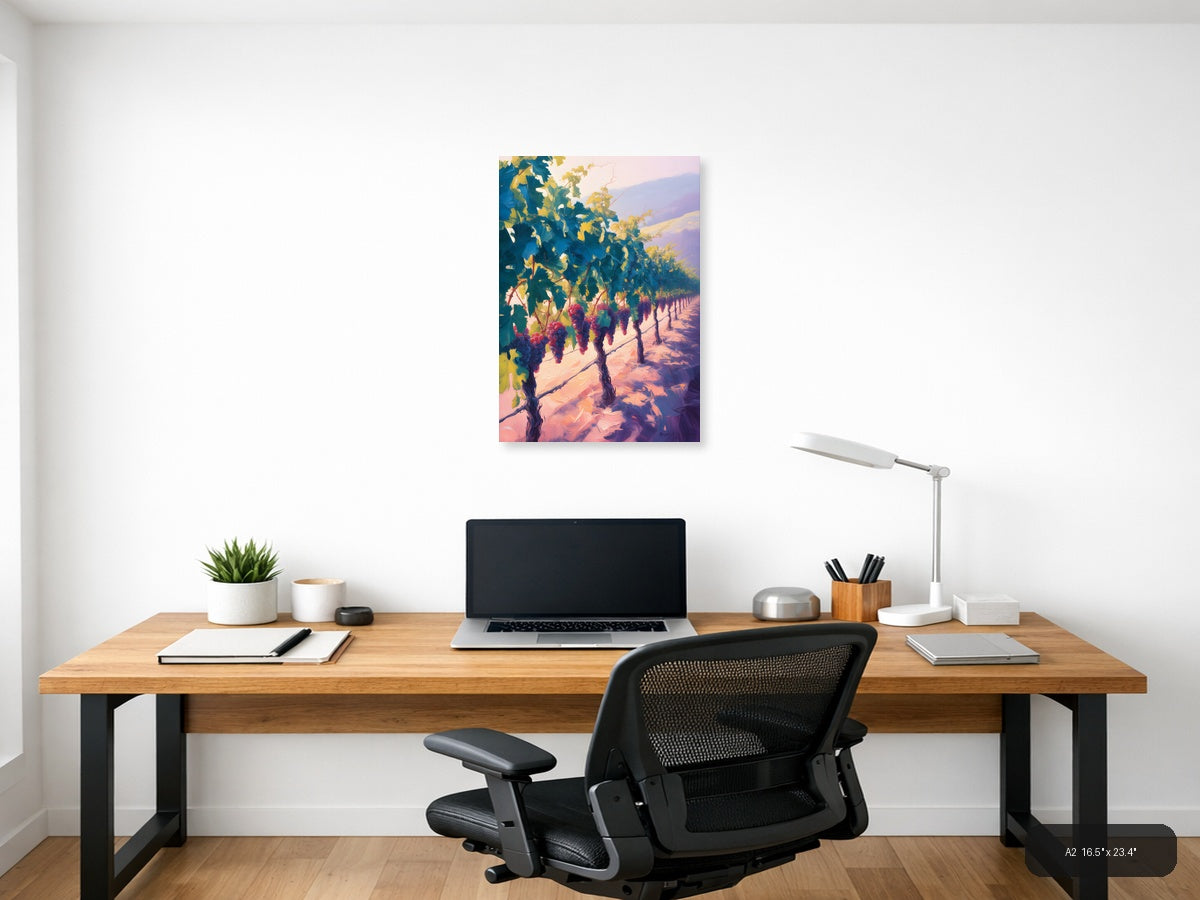 Vineyard Sunset Abstract Landscape Wall Art — A2 / Office