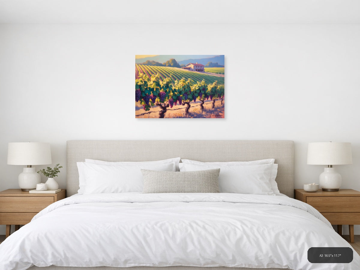 Vibrant Vineyard Landscape Abstract Wall Art — A3 / Bedroom
