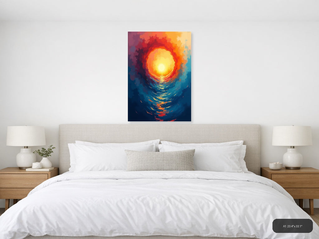 Abstract Golden Sun Portal Contemporary Wall Art — A1 / Bedroom