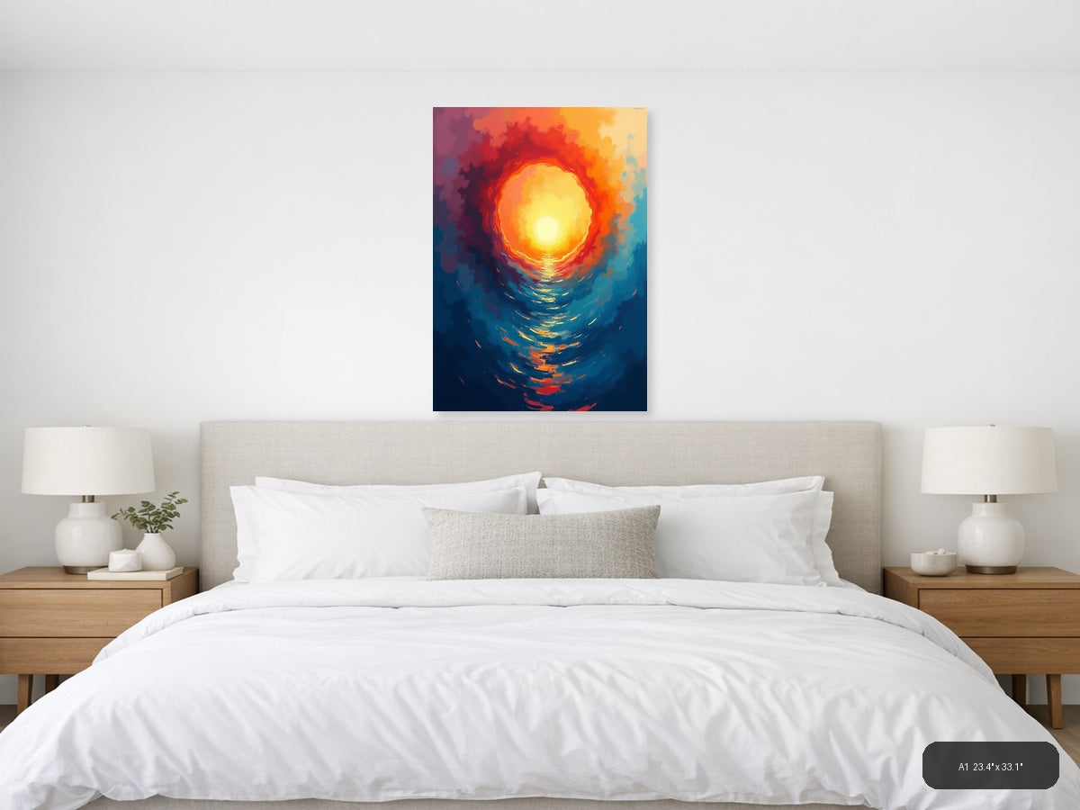 Abstract Golden Sun Portal Contemporary Wall Art — A1 / Bedroom