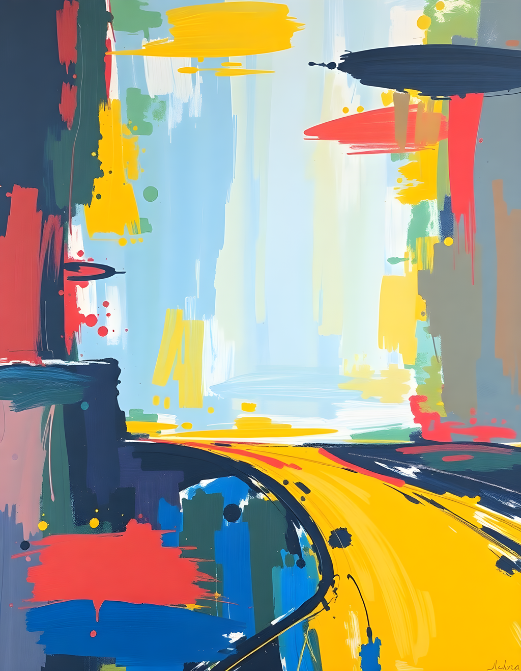 Vibrant Abstract Expressionist Composition Wall Art