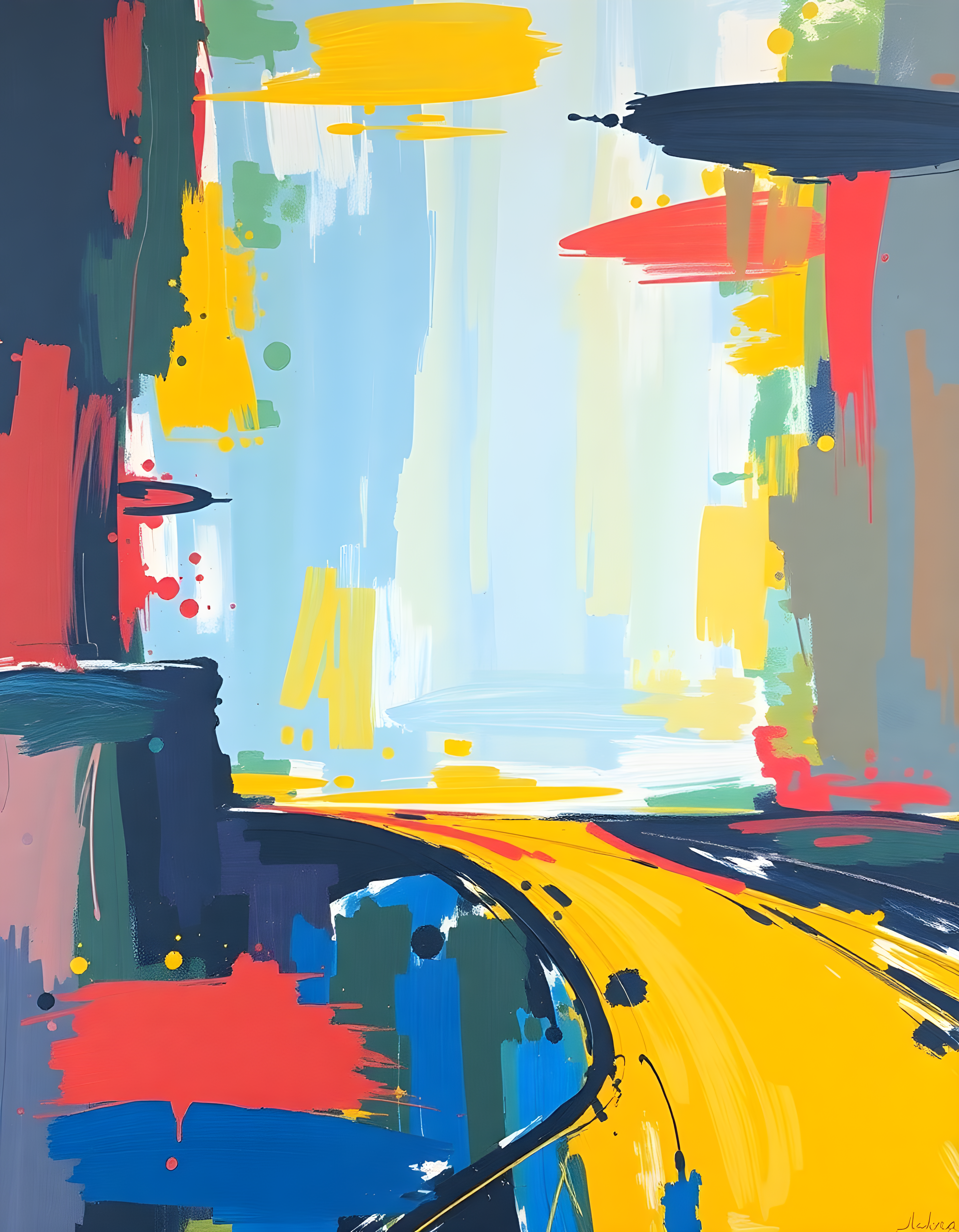 Vibrant Abstract Expressionist Composition Wall Art