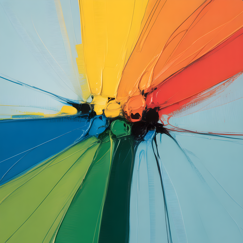 Rainbow Burst Abstract Modern Colorful Wall Art