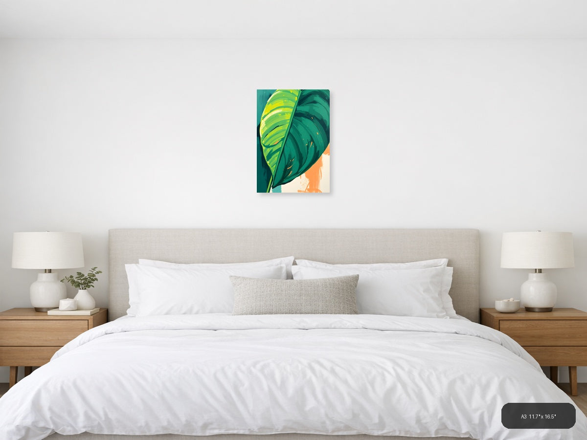 Abstract Tropical Leaf Modern Art Print Wall Art — A3 / Bedroom