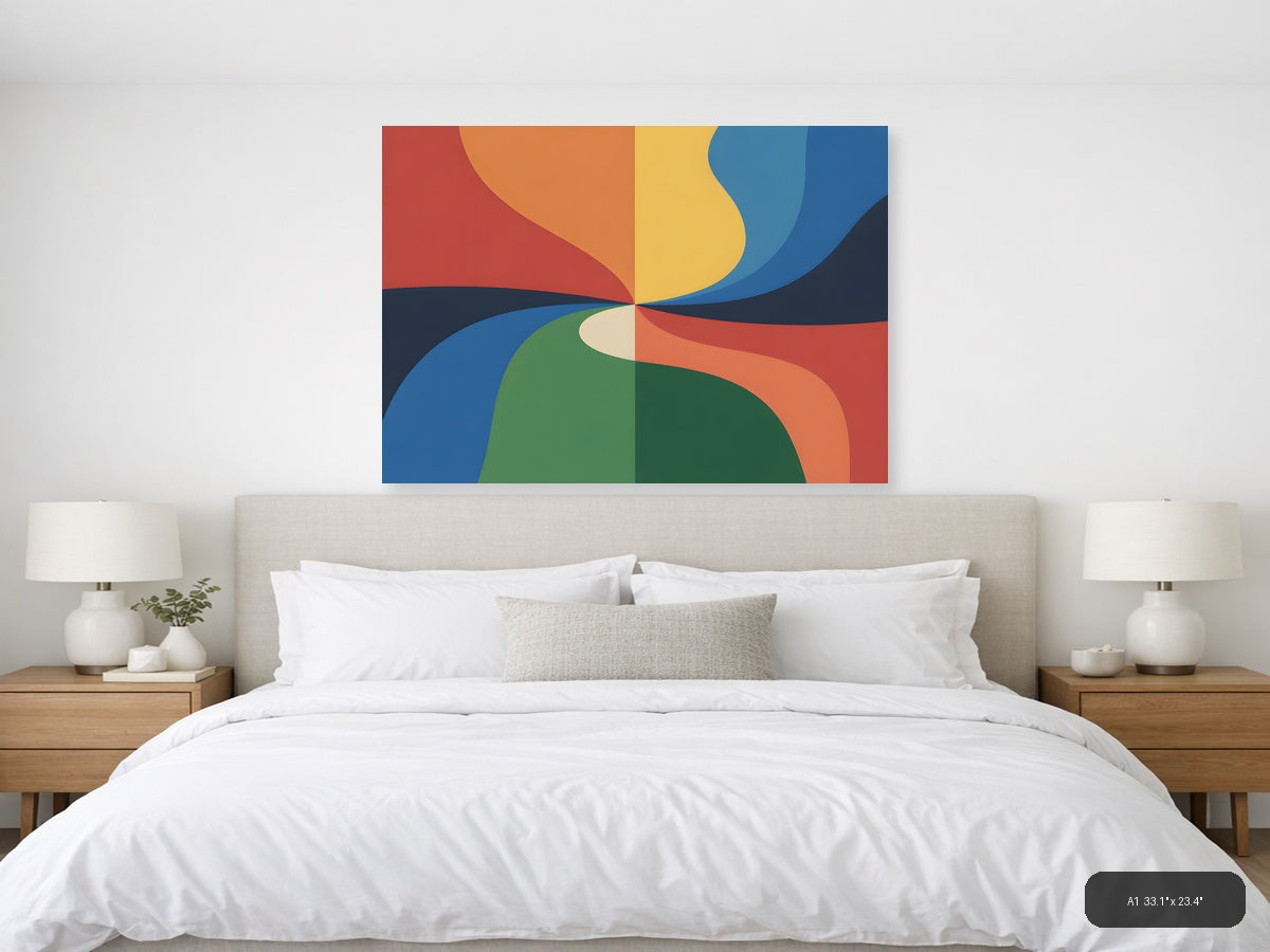 Colorful Abstract Flowing Shapes Photography Wall Art — A1 / Bedroom