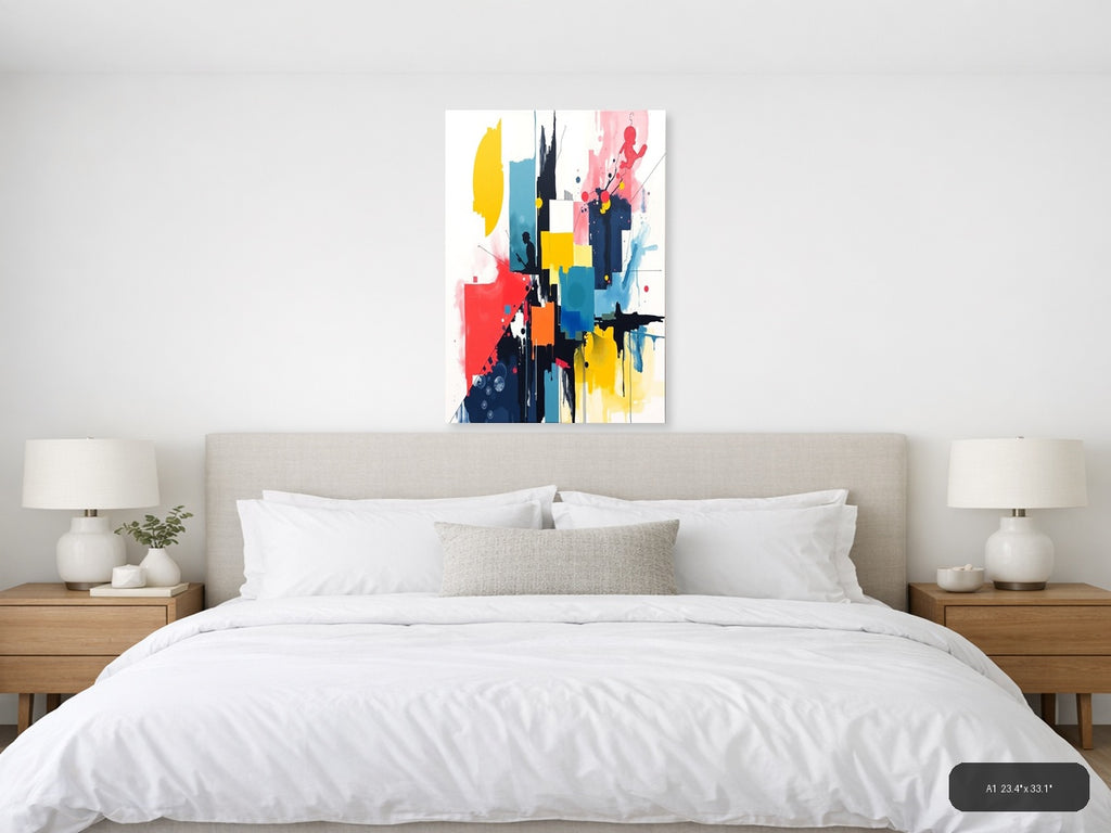 Abstract Silhouette Cityscape Splatter Wall Art — A1 / Bedroom