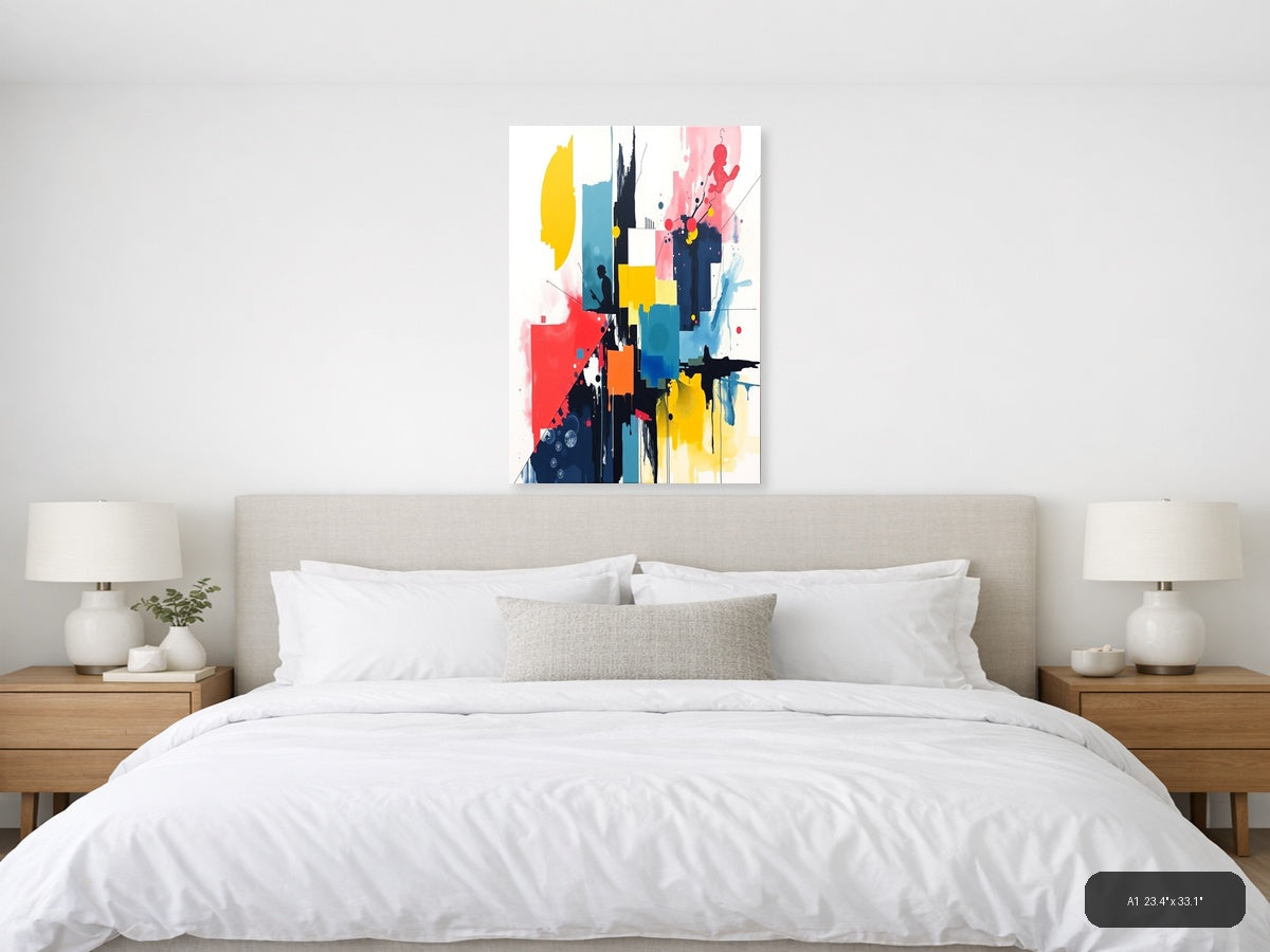 Abstract Silhouette Cityscape Splatter Wall Art — A1 / Bedroom