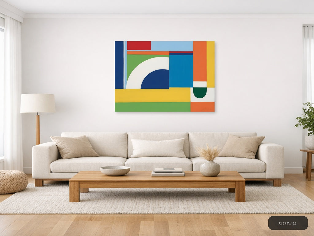 Colorful Abstract Geometric Shapes Modern Wall Art — A2 / Living Room