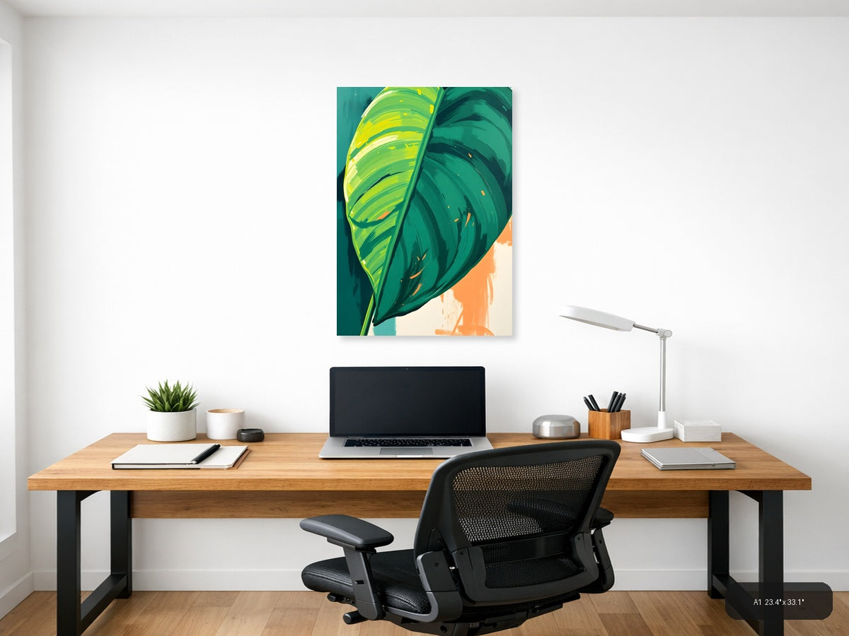 Abstract Tropical Leaf Modern Art Print Wall Art — A1 / Office