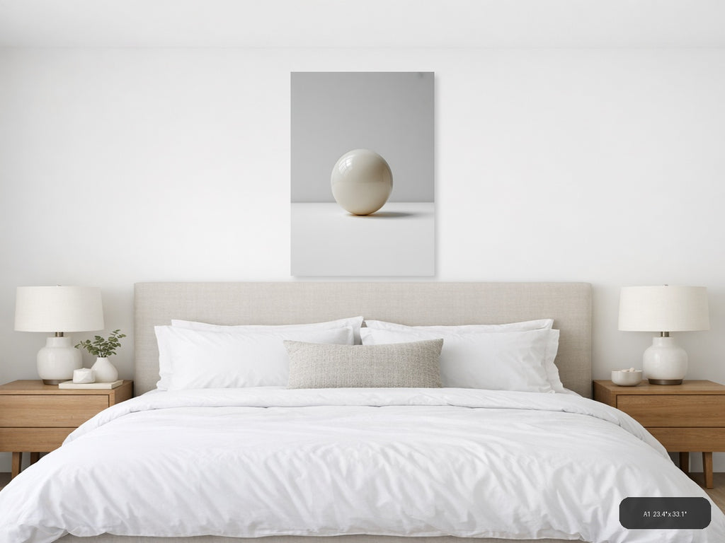 Minimalist Cream Sphere - Abstract Wall Art — A1 / Bedroom