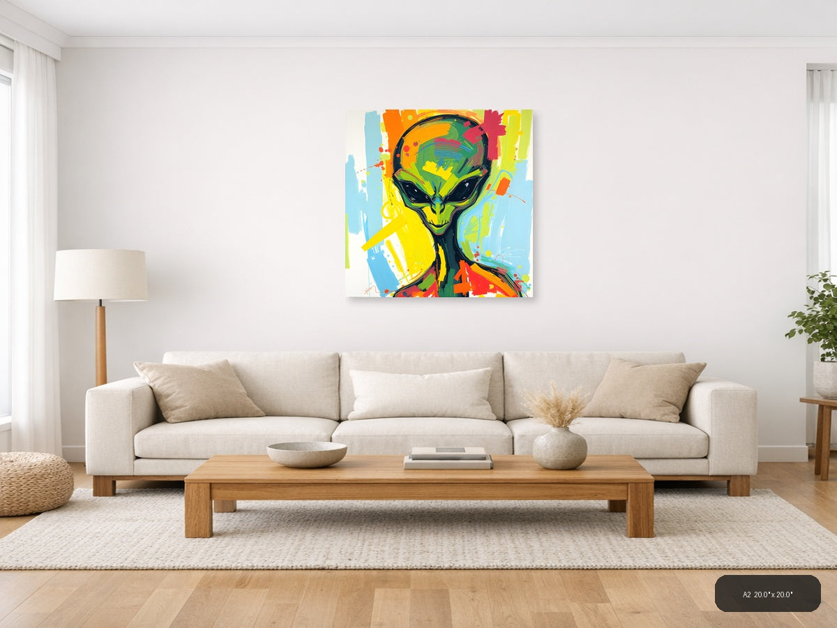 Colorful Abstract Alien Head Modern Wall Art — A2 / Living Room