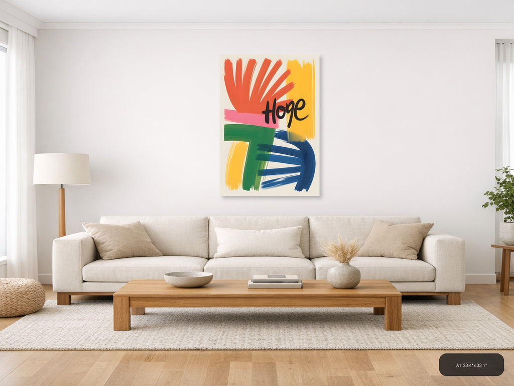 Hope Abstract Colorful Brushstroke Portrait Wall Art — A1 / Living Room
