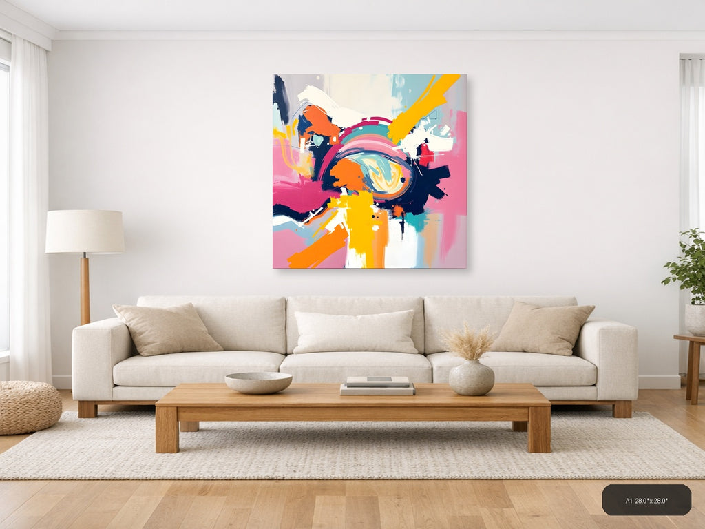 Vibrant Abstract Circle Burst Colorful Wall Art — A1 / Living Room