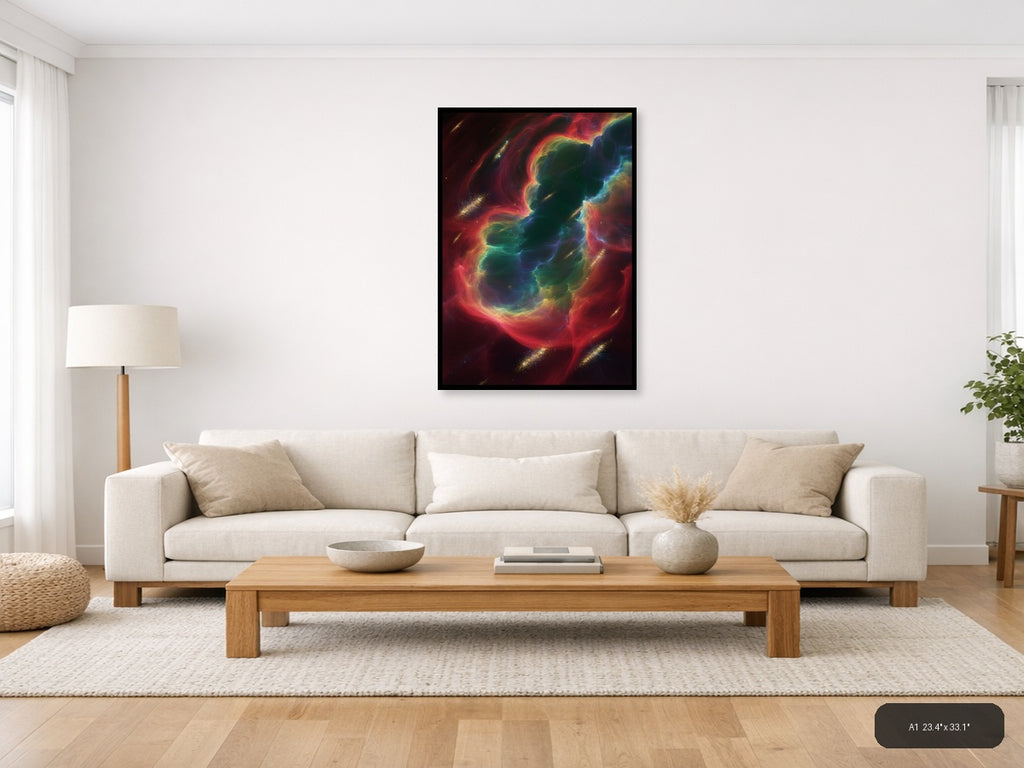 Vibrant Abstract Nebula Swirl - Colorful Modern Wall Art — A1 / Living Room
