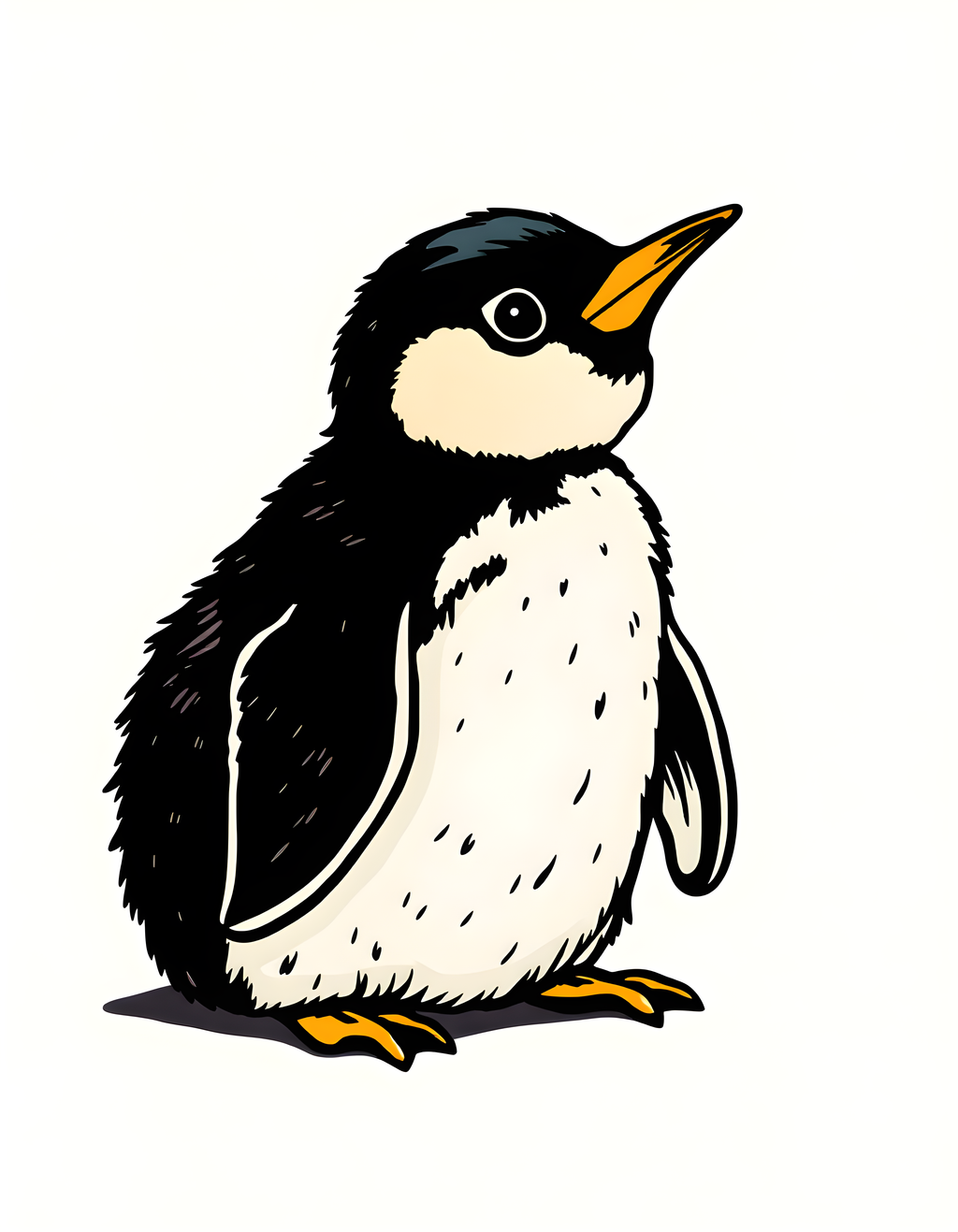 Vintage Penguin Illustration Black White Wall Art