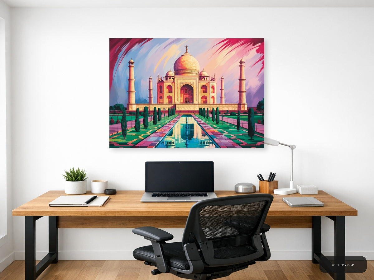 Taj Mahal Abstract Landscape with Reflecting Pool Wall Art — A1 / Office