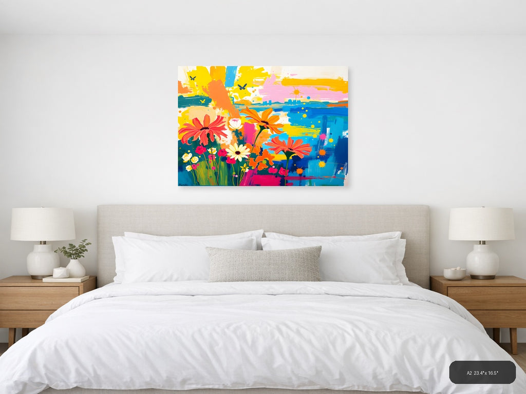 Vibrant Flower Garden Abstract Landscape Wall Art — A2 / Bedroom