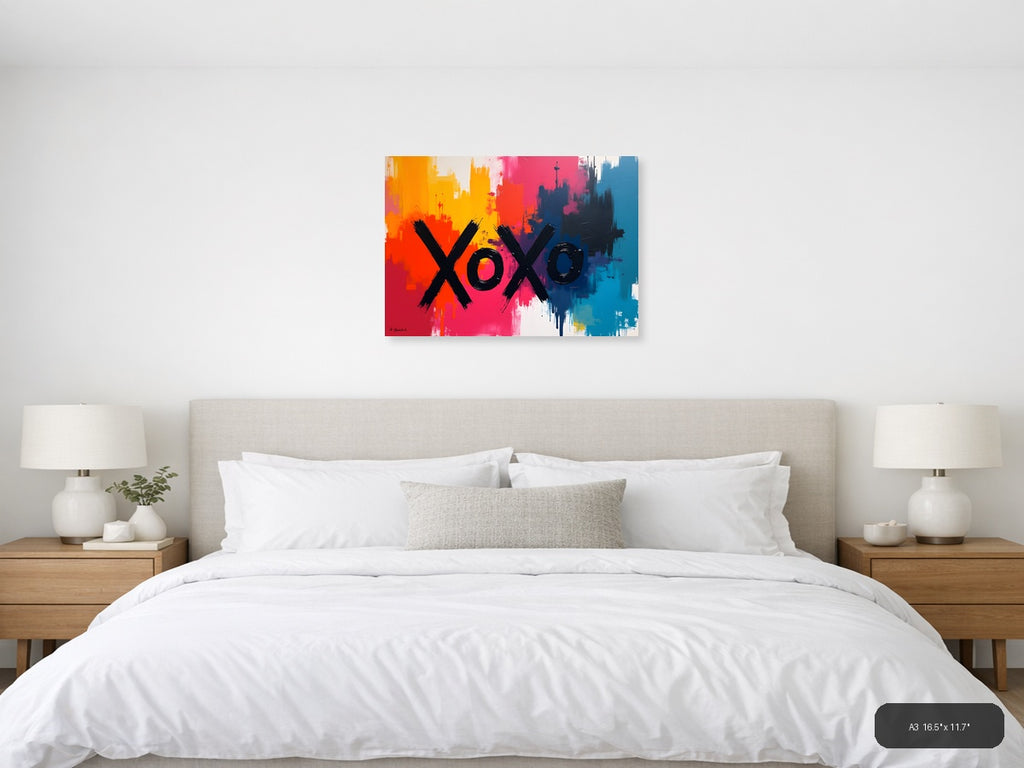 XOXO Abstract Colorful Urban Skyline Wall Art — A3 / Bedroom