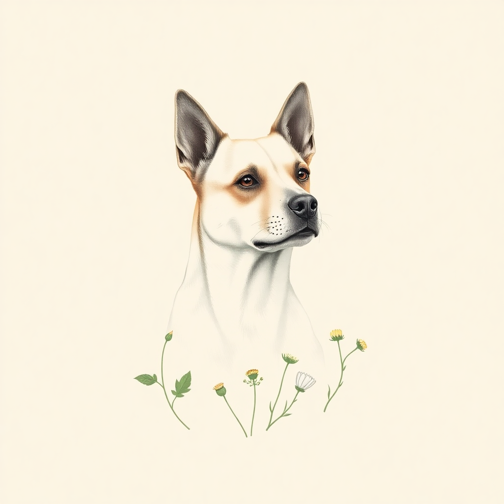 Chihuahua with Wildflowers Botanical Portrait Wall Art