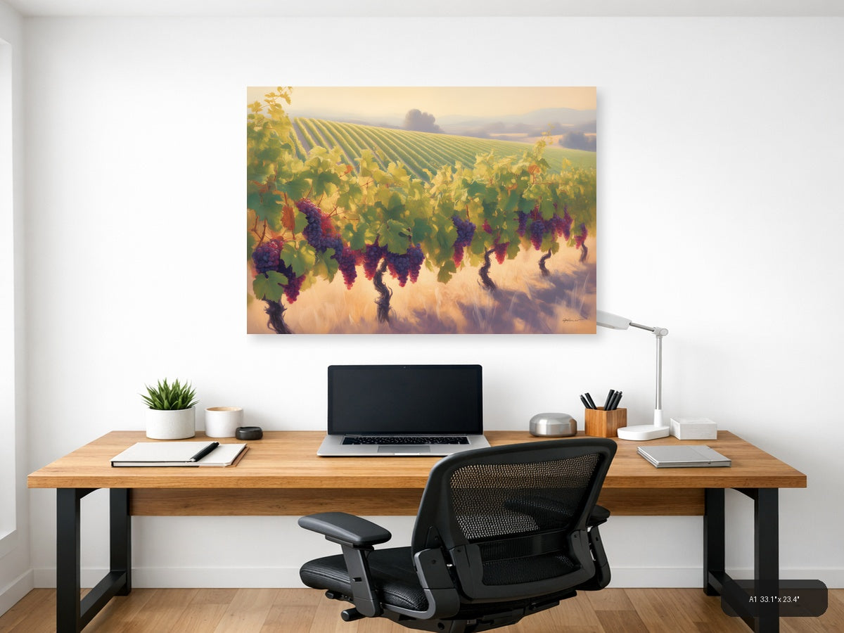 Golden Vineyard Harvest Abstract Landscape Wall Art — A1 / Office