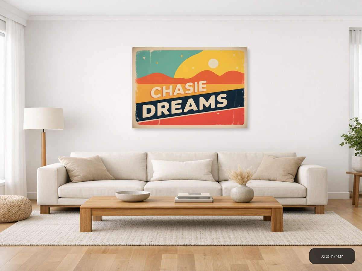 Chasie Dreams Vintage Desert Landscape Wall Art — A2 / Living Room