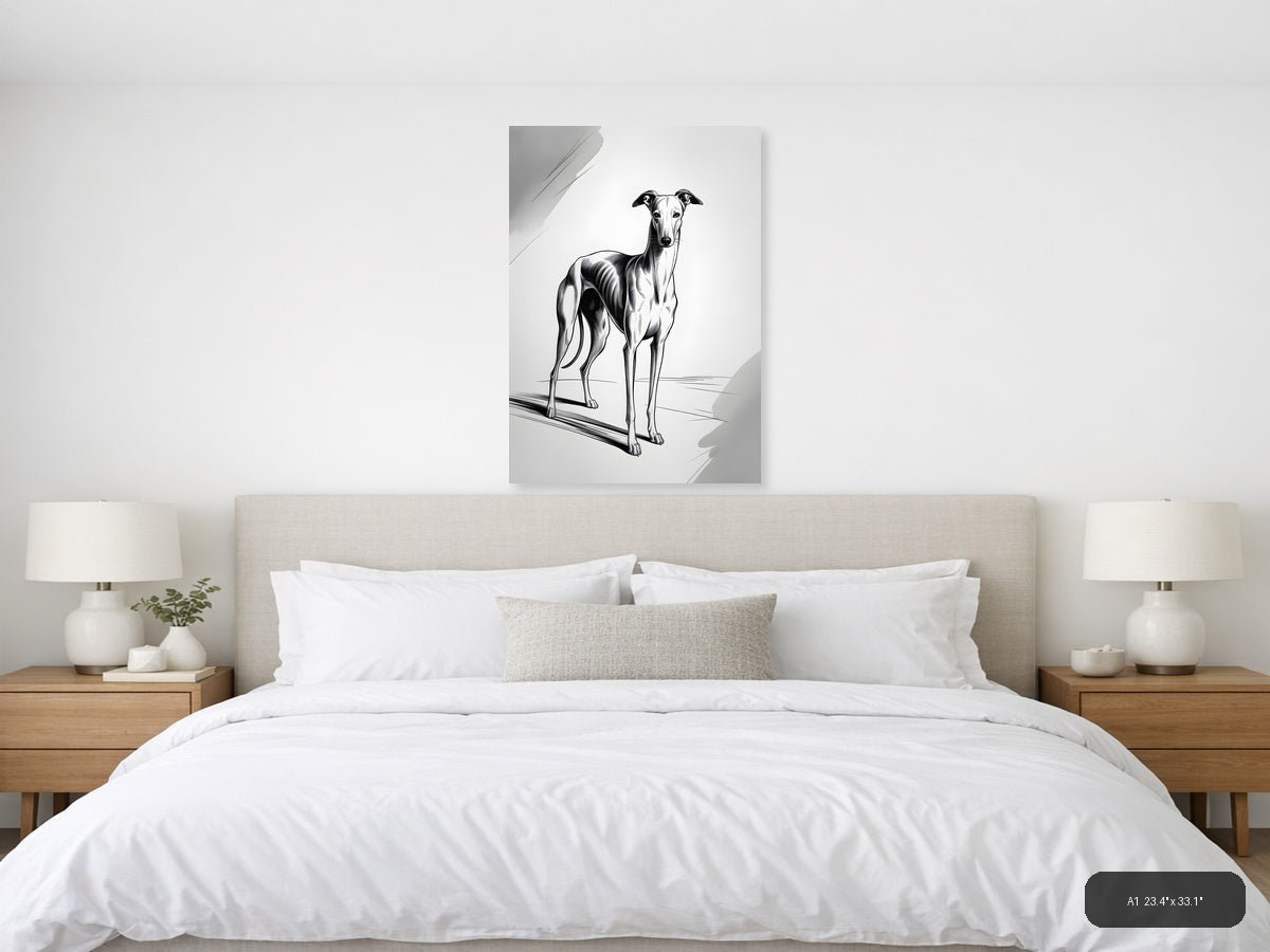 Greyhound Dog Line Art Portrait Wall Art — A1 / Bedroom