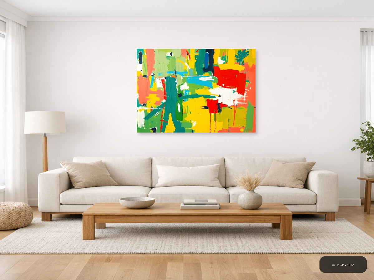 Vibrant Abstract Expressionist Landscape Wall Art — A2 / Living Room