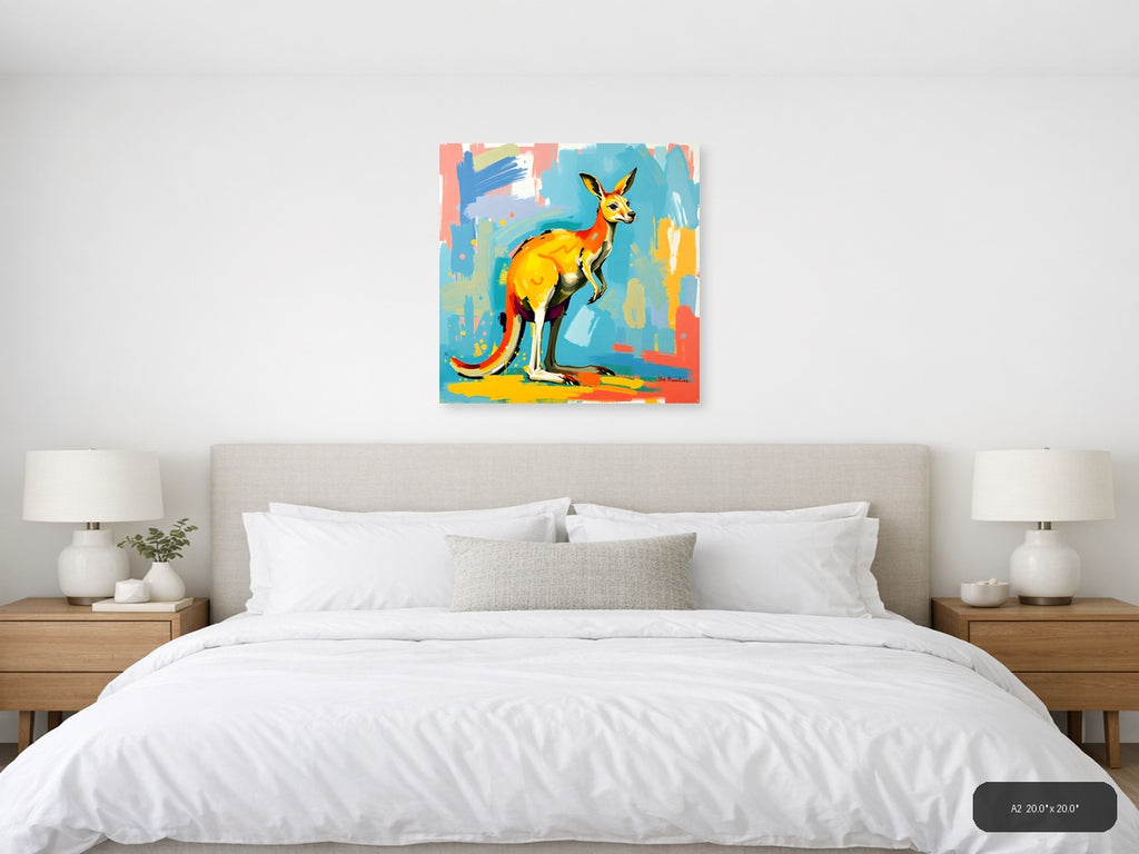Colorful Abstract Kangaroo Pop Art Wall Art — A2 / Bedroom