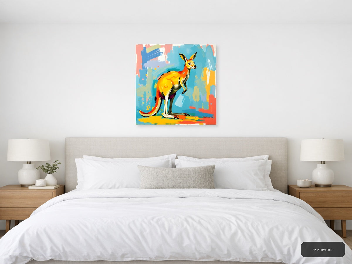 Colorful Abstract Kangaroo Pop Art Wall Art — A2 / Bedroom