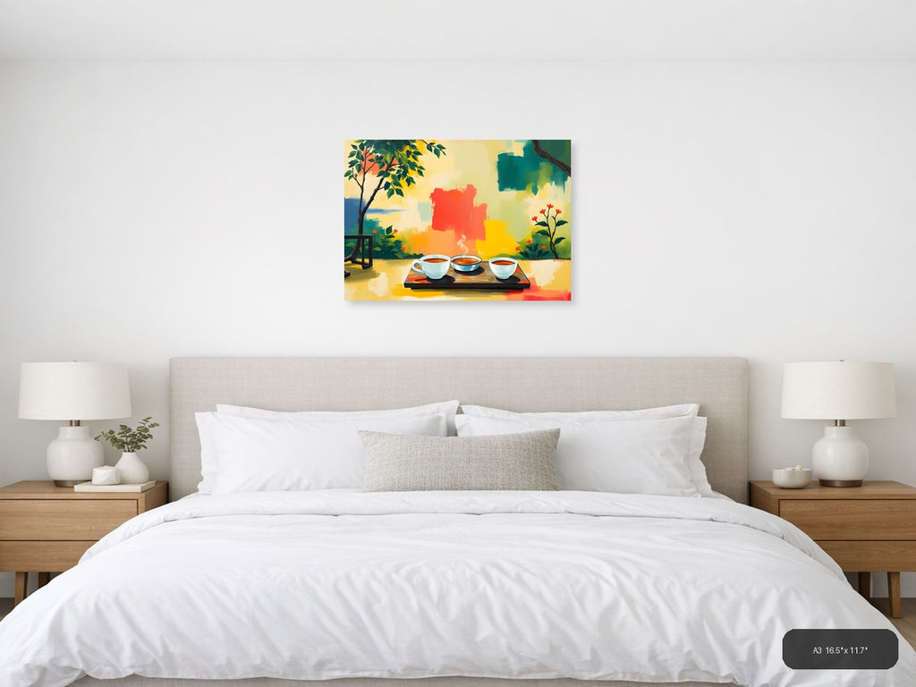 Abstract Garden Tea Ceremony Landscape Wall Art — A3 / Bedroom