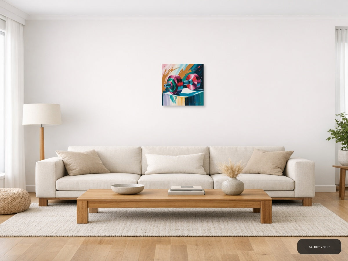 Dumbbell — Abstract (Square) Canvas Print | Abstract Wall Art | A4 A3 A2 A1 — A4 / Living Room