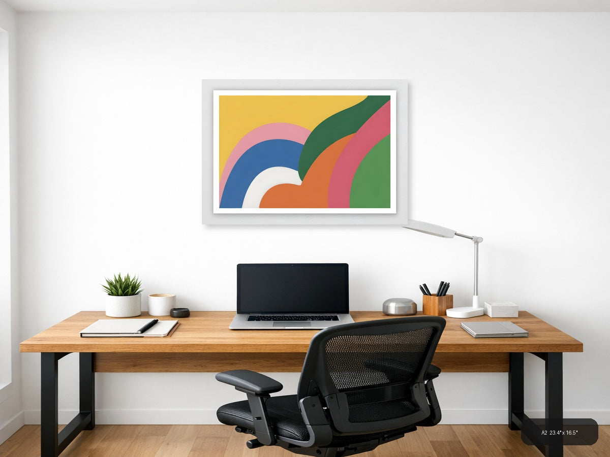 Colorful Abstract Rainbow Layers Modern Wall Art — A2 / Office