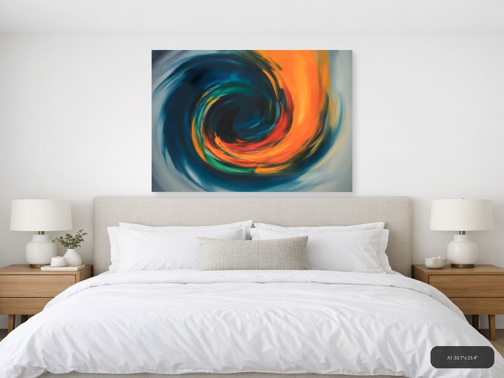 Vibrant Abstract Spiral Motion Modern Wall Art — A1 / Bedroom