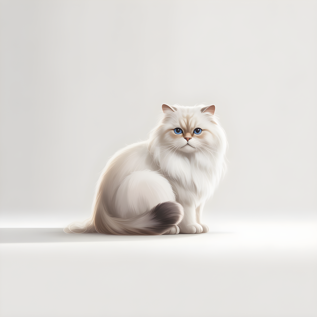 White Persian Cat with Blue Eyes Minimalist Wall Art