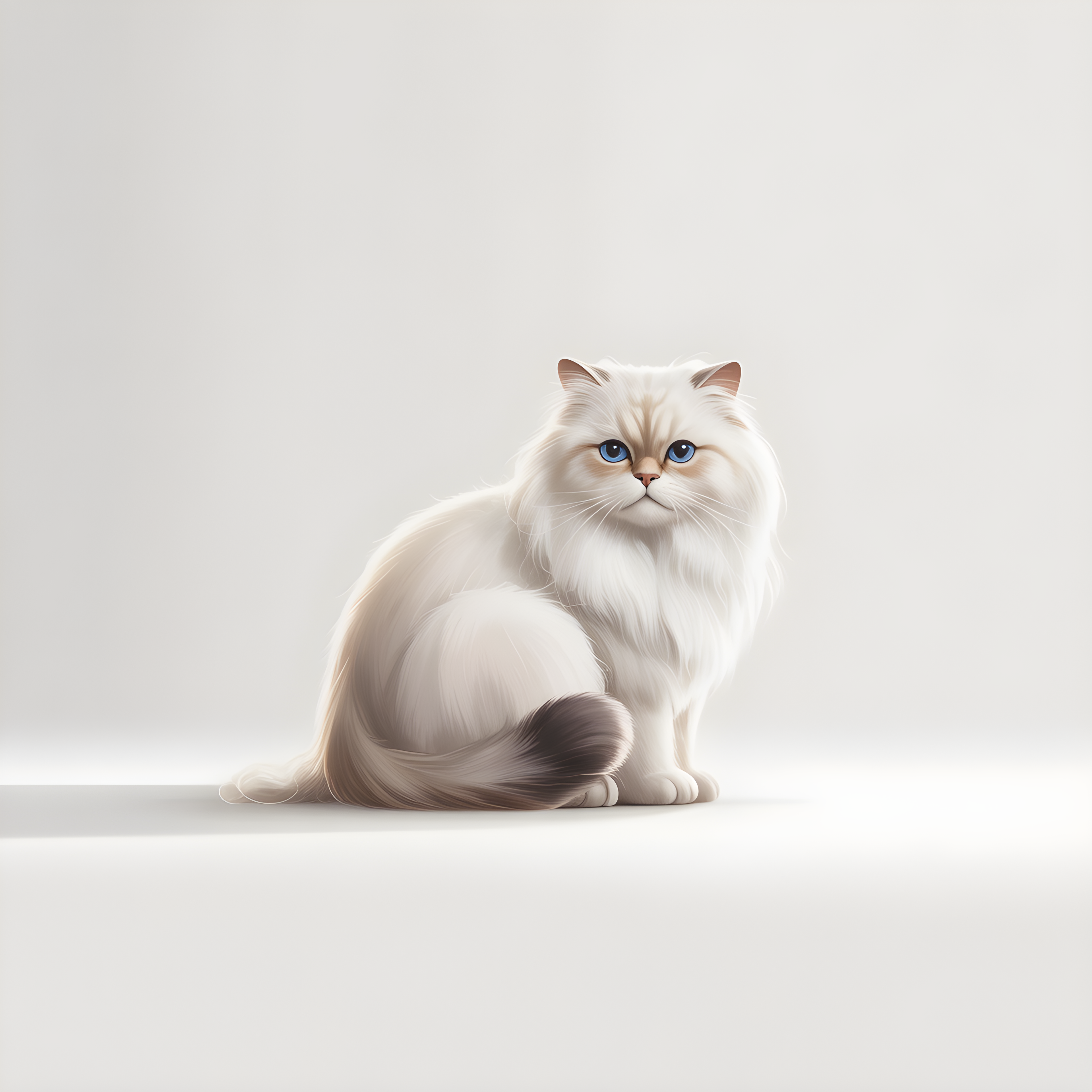 White Persian Cat with Blue Eyes Minimalist Wall Art