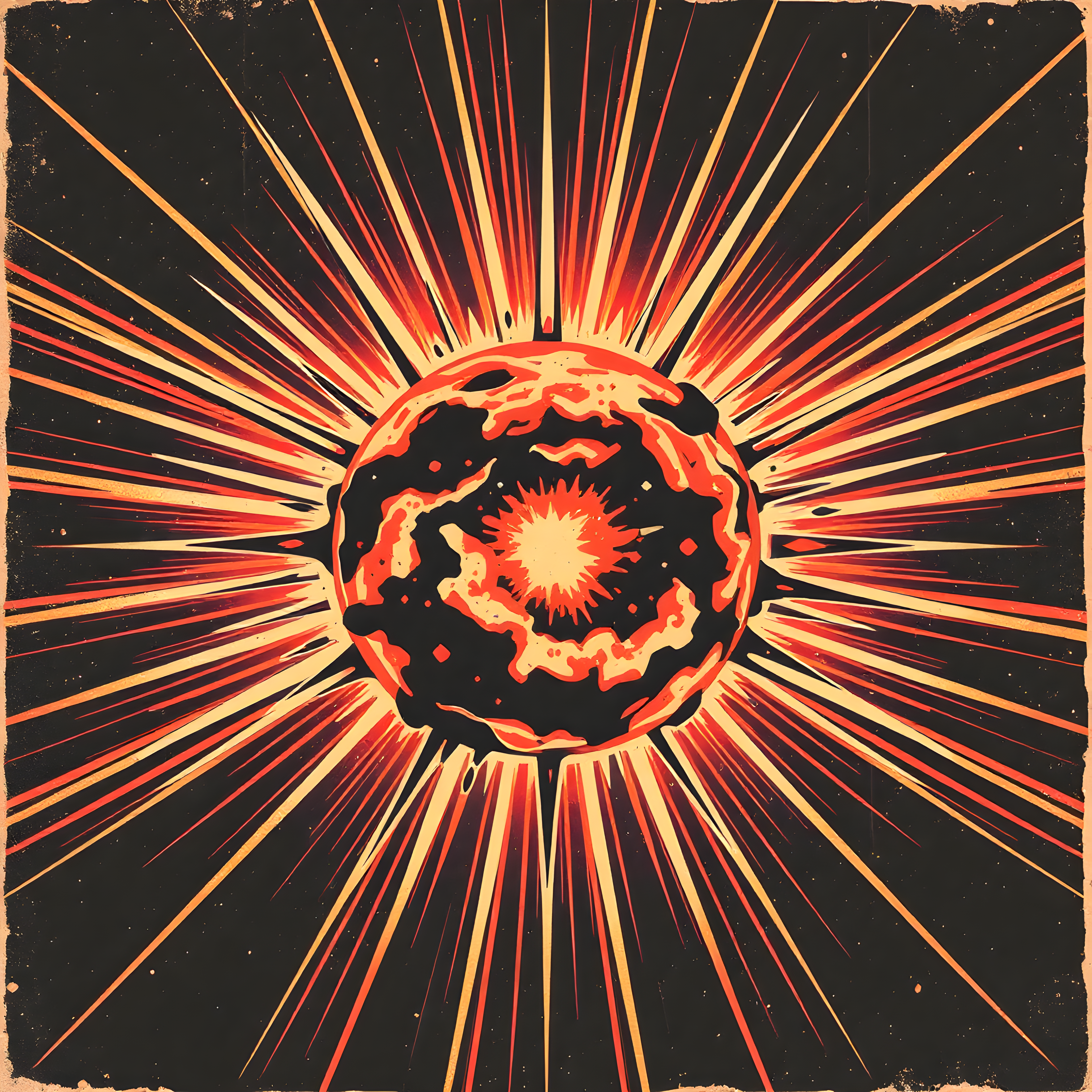 Vintage Explosion Sun Burst Retro Wall Art