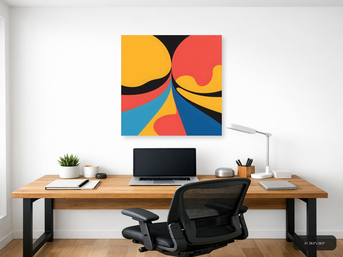 Abstract Geometric Waves Colorful Modern Wall Art — A1 / Office