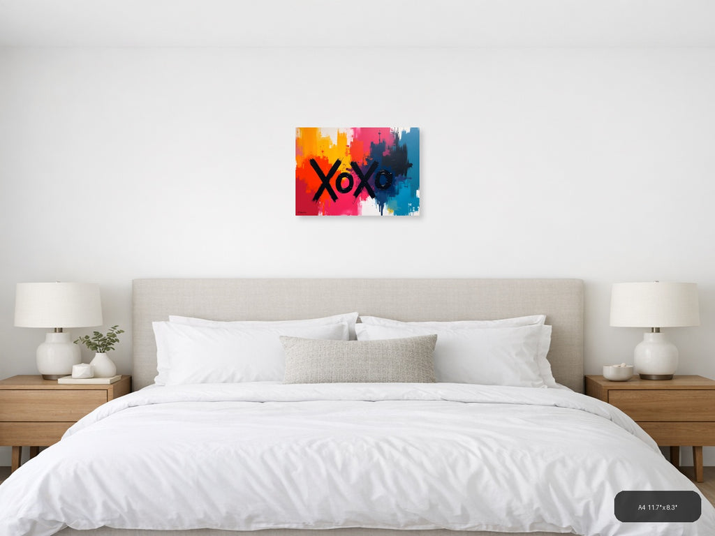 XOXO Abstract Colorful Urban Skyline Wall Art — A4 / Bedroom
