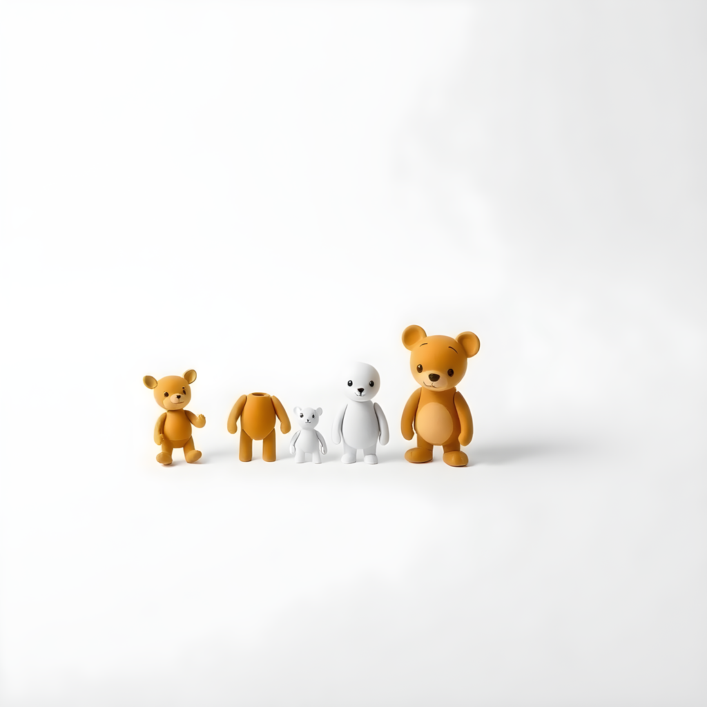 Minimalist Teddy Bears Family Lineup Square Wall Art